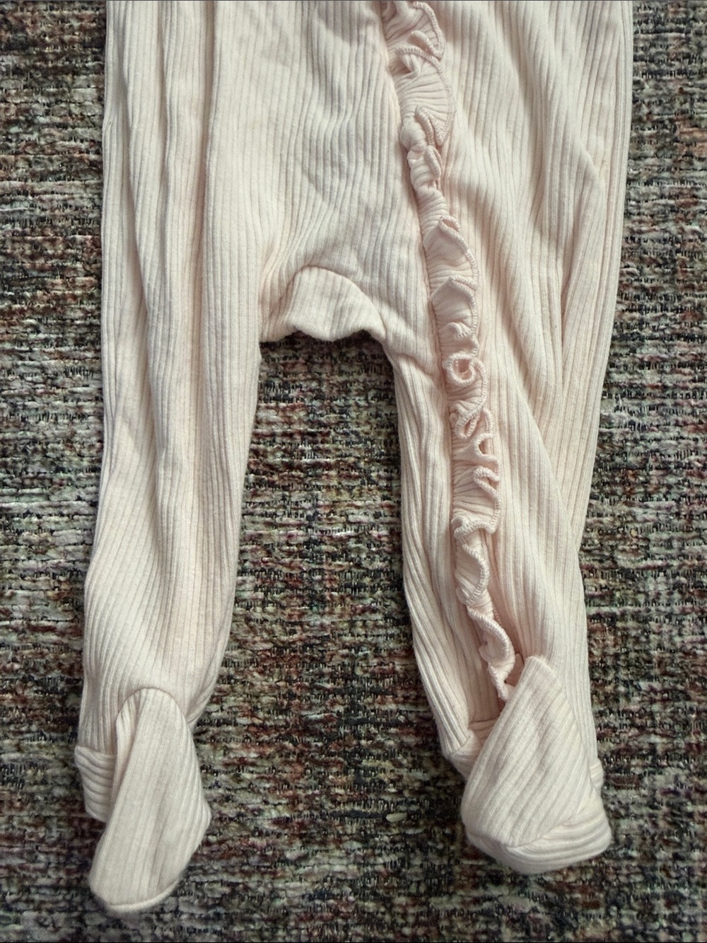 GAP Light Pink Ribbed Footed One-Piece with Ruffle Front - Picture 4 of 4